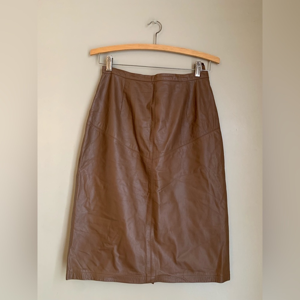 Jones new york leather skirt, brown leather vintage pencil  rockabilly western